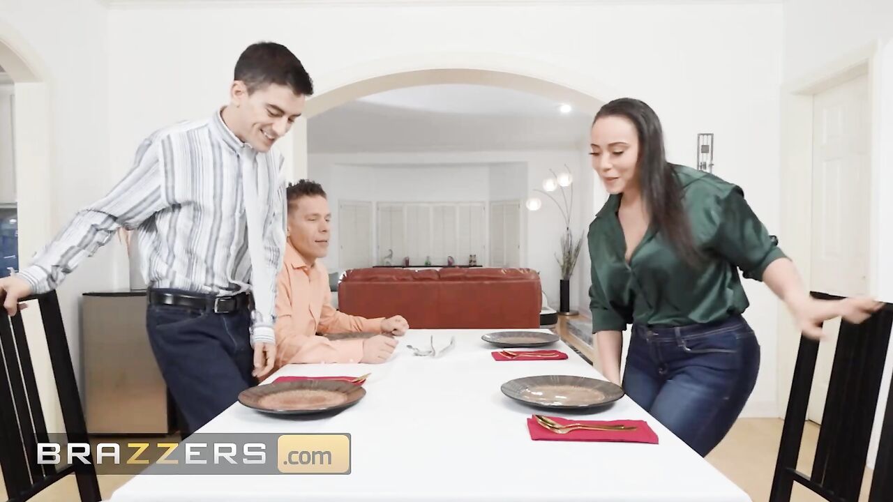 BRAZZERS - Ryan Reid Sneaks Under The Table And Worships Mick & Jordi's Dicks At The Dinner Party