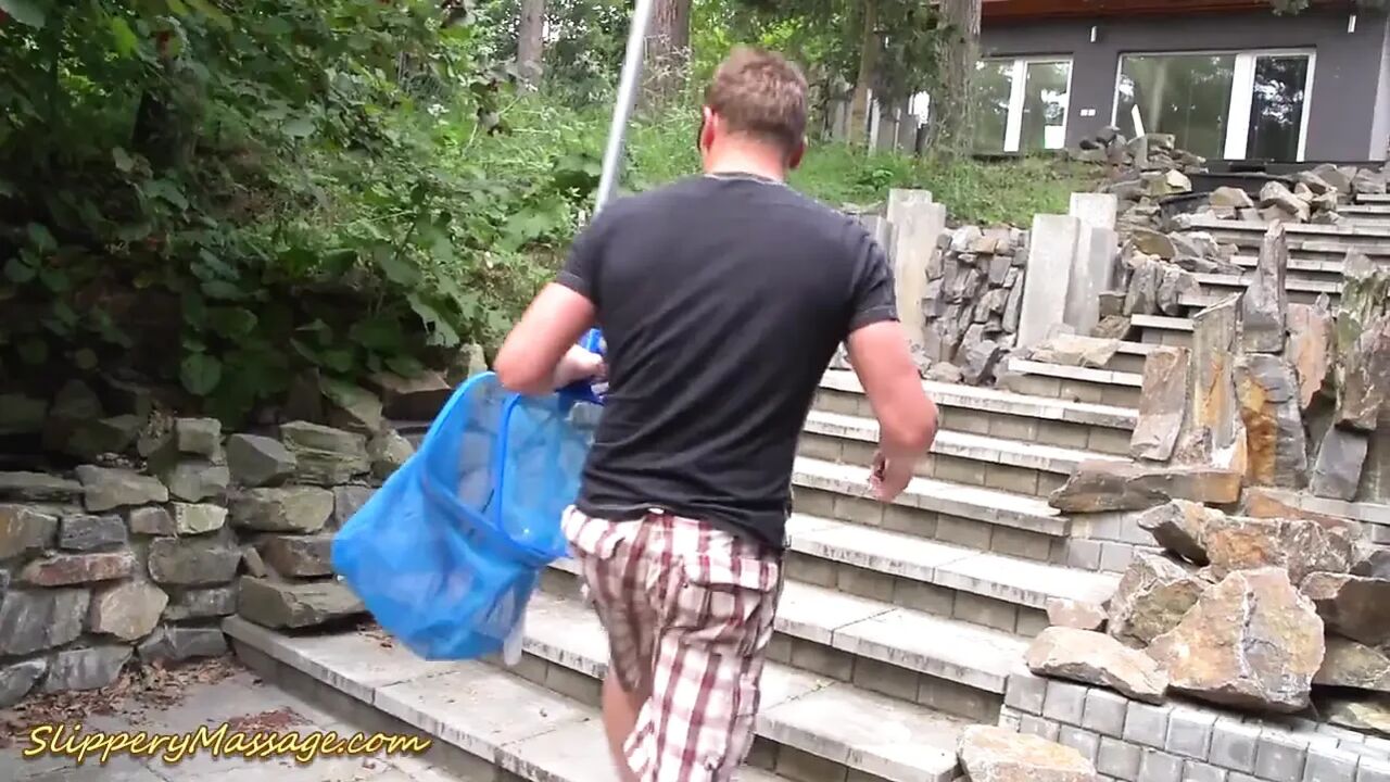 Poolboy gets slippery nuru massage sex