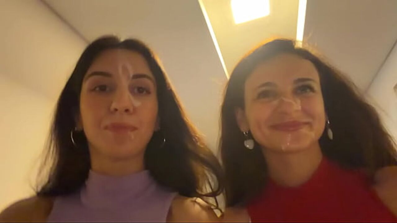 Two neighbors asked me to cum on their faces and went for a walk outside with cum on their faces