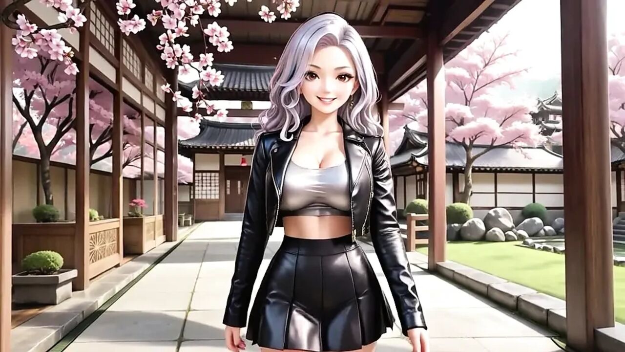 Forbidden Bath Under Cherry Blossoms: Silver-Haired Big Tit Girl's Wet Temptation Journey