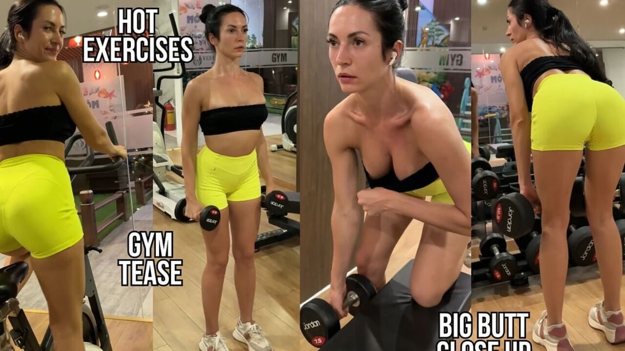 Horny Fitness Babe: Close-up Ass Workout
