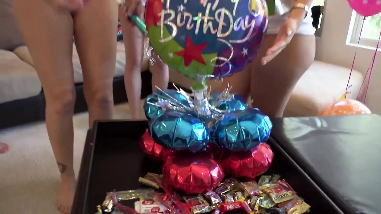 Four Hot Girls Masturbate at the Birthday Party