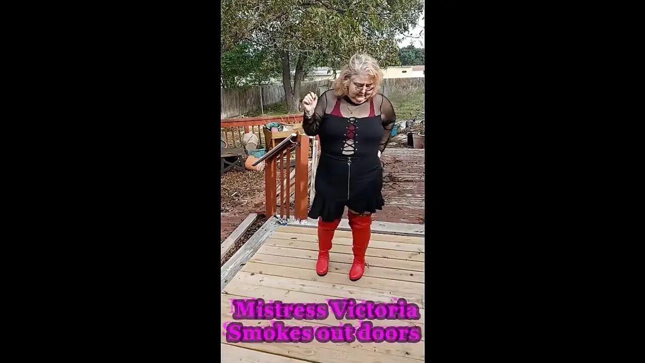 Mistress V Nurse Vicki Smoking Out Side in 2 Sexy Out Fits