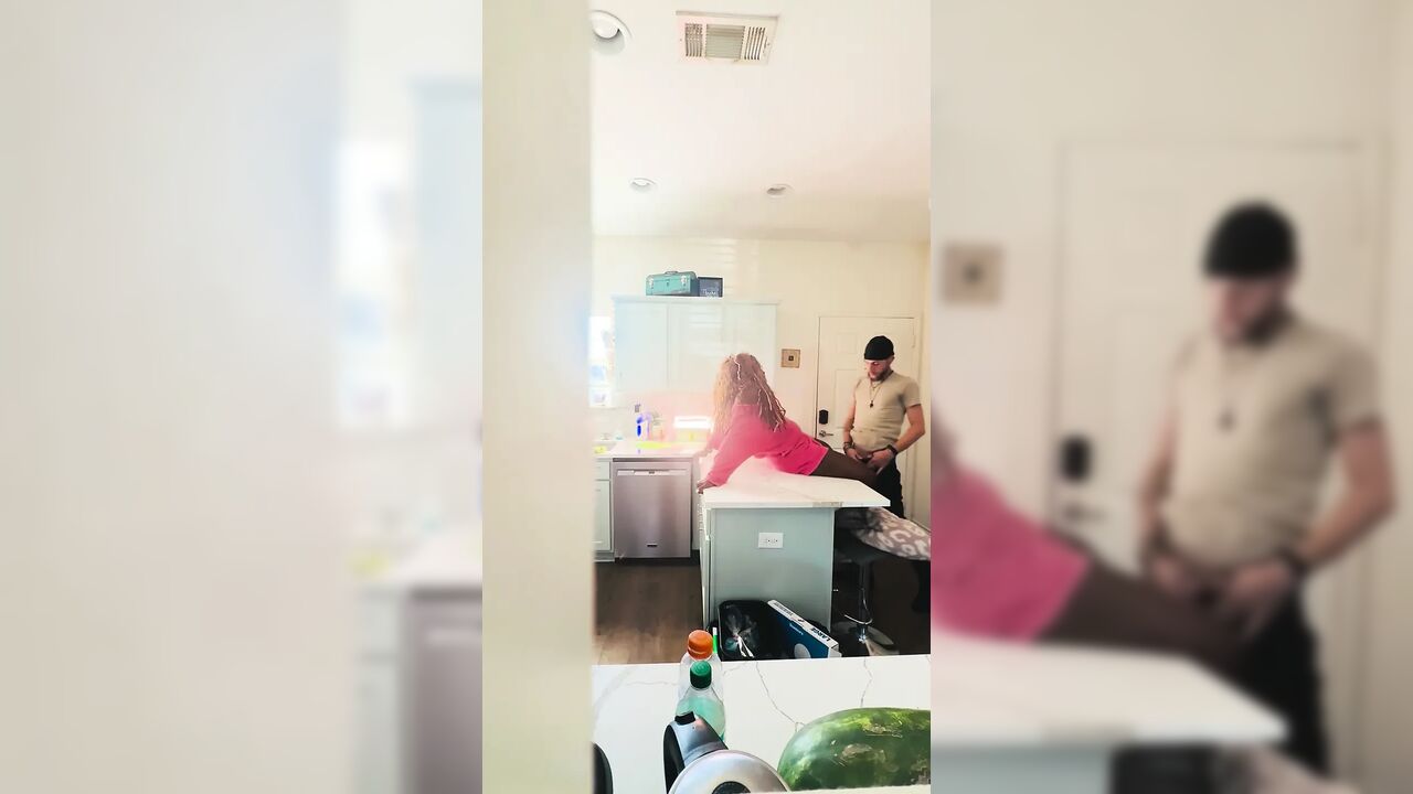 StepSon catches his ebony busty mom fucking the white neighbor.
