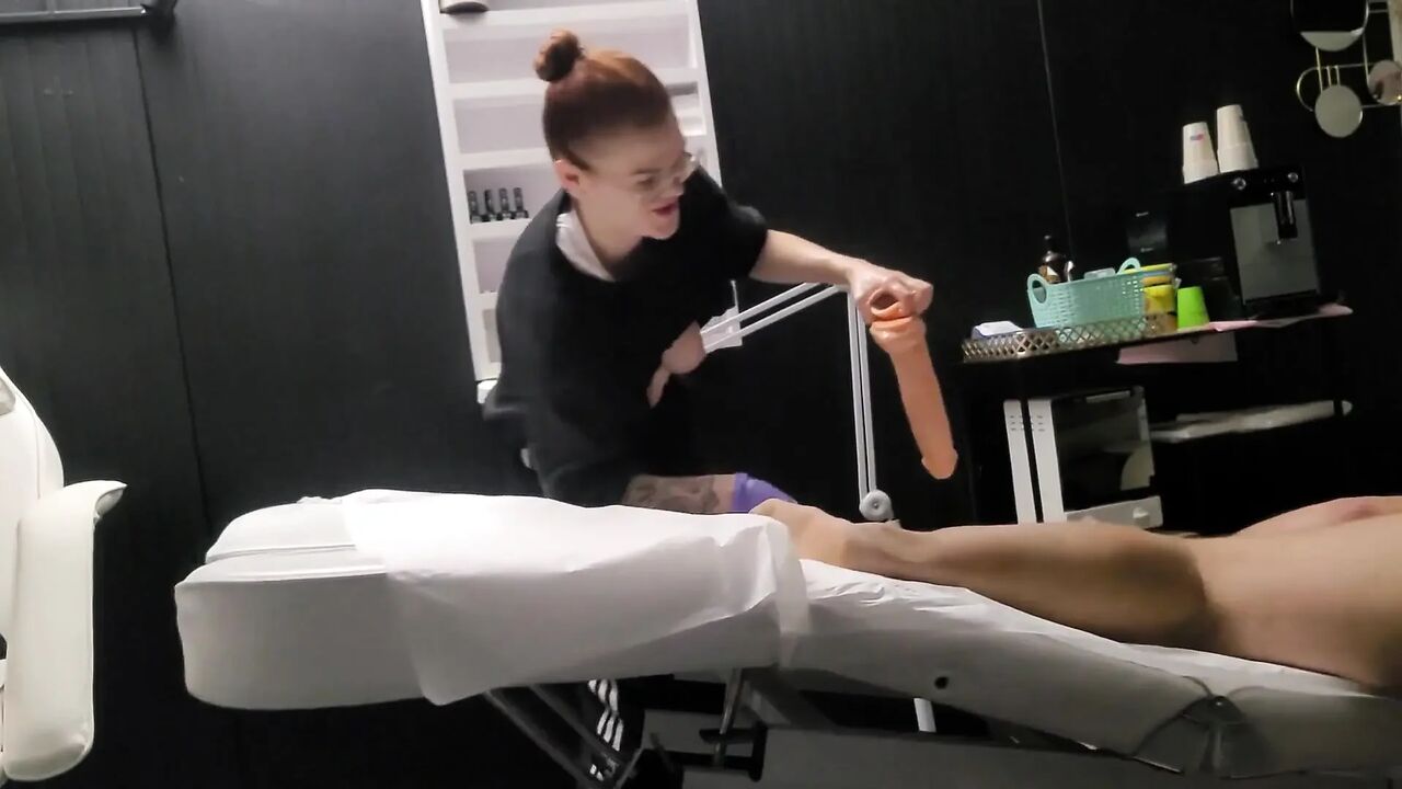 After Massage, Pegging Compilation, Masseuse Pegg Him by Dildo or Strapon Making Huge Cumshots