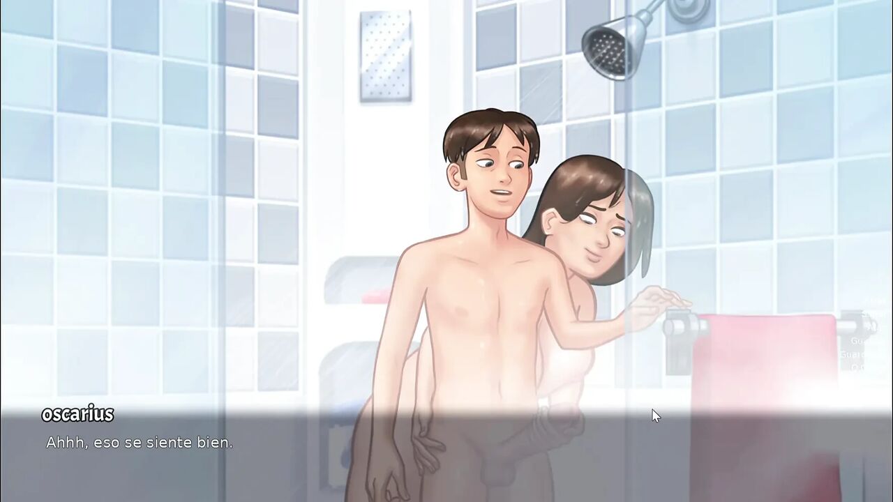 Stepmom goes into the bathroom to masturbate her stepson