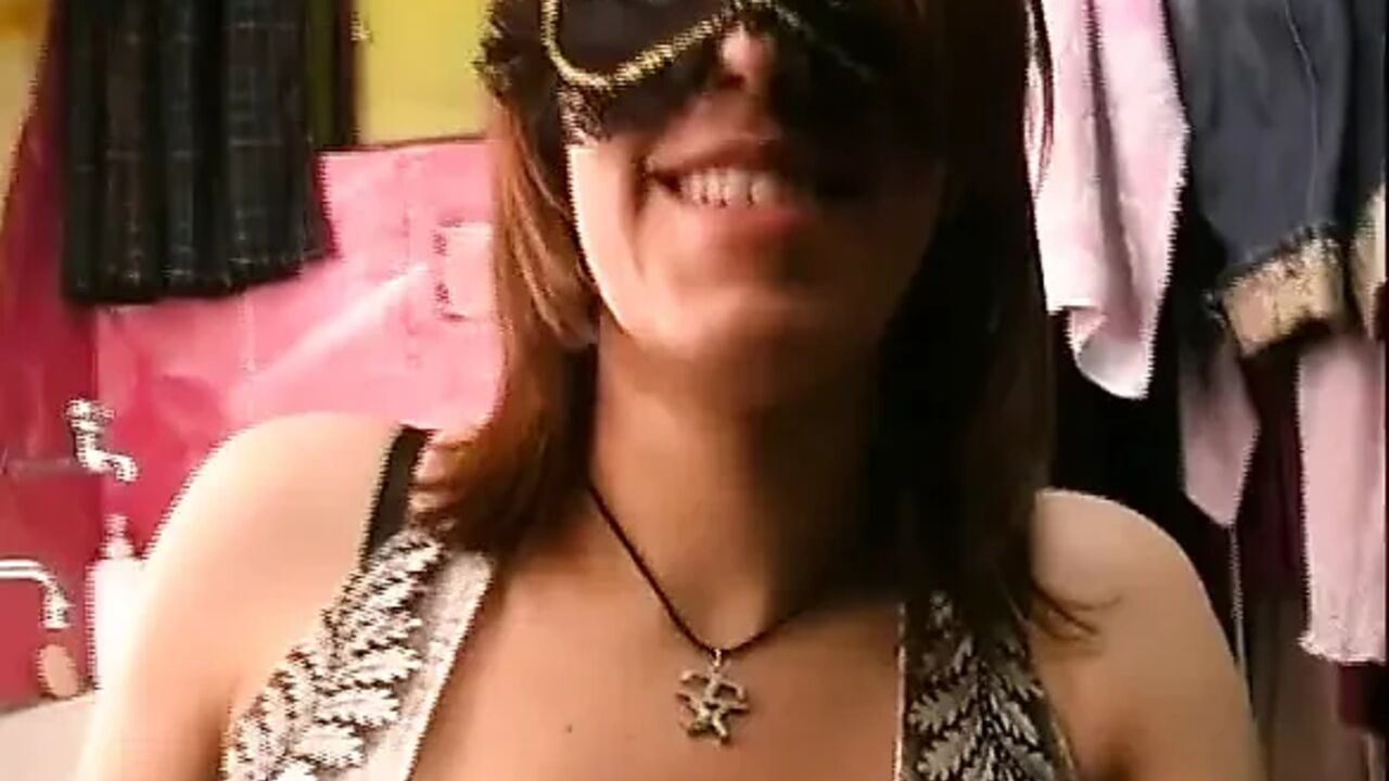 Hot and Sexy Young Whore in Mask Shows Her Big Tits and Gets Banged