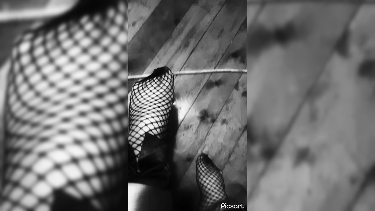Teen in fishnet socks