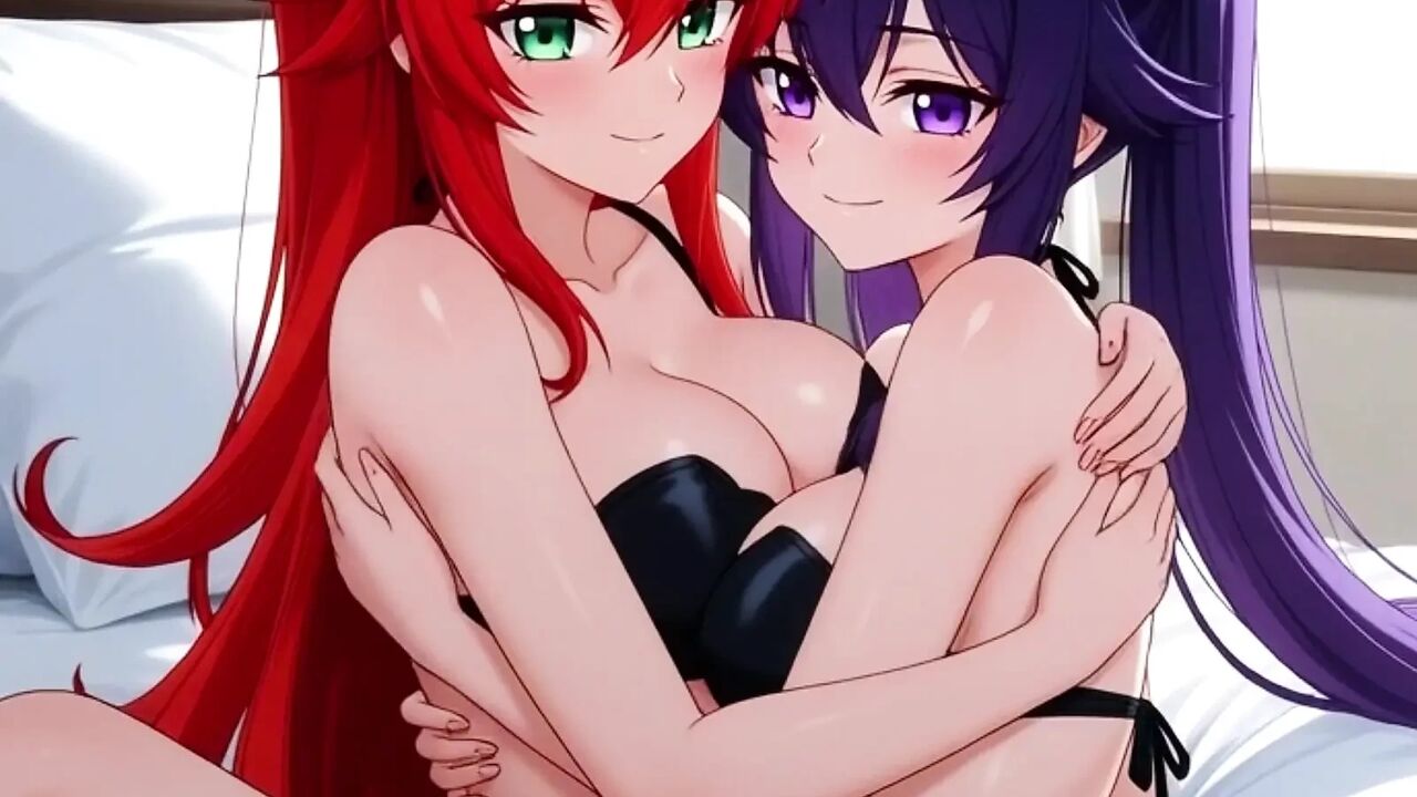 Rias Gremory and Akeno in an intimate moment full of passion – Adult version