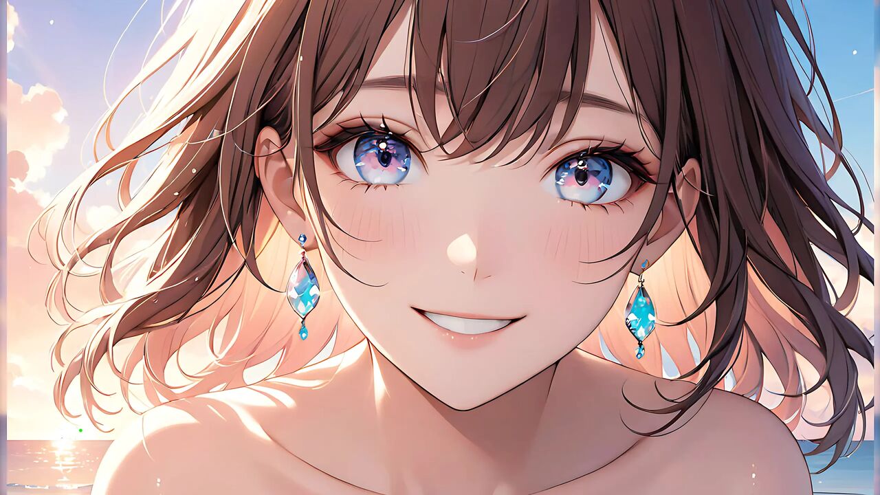 Pastel Reflections: a Beautiful Young Woman with Soft Skies in Her Eyes