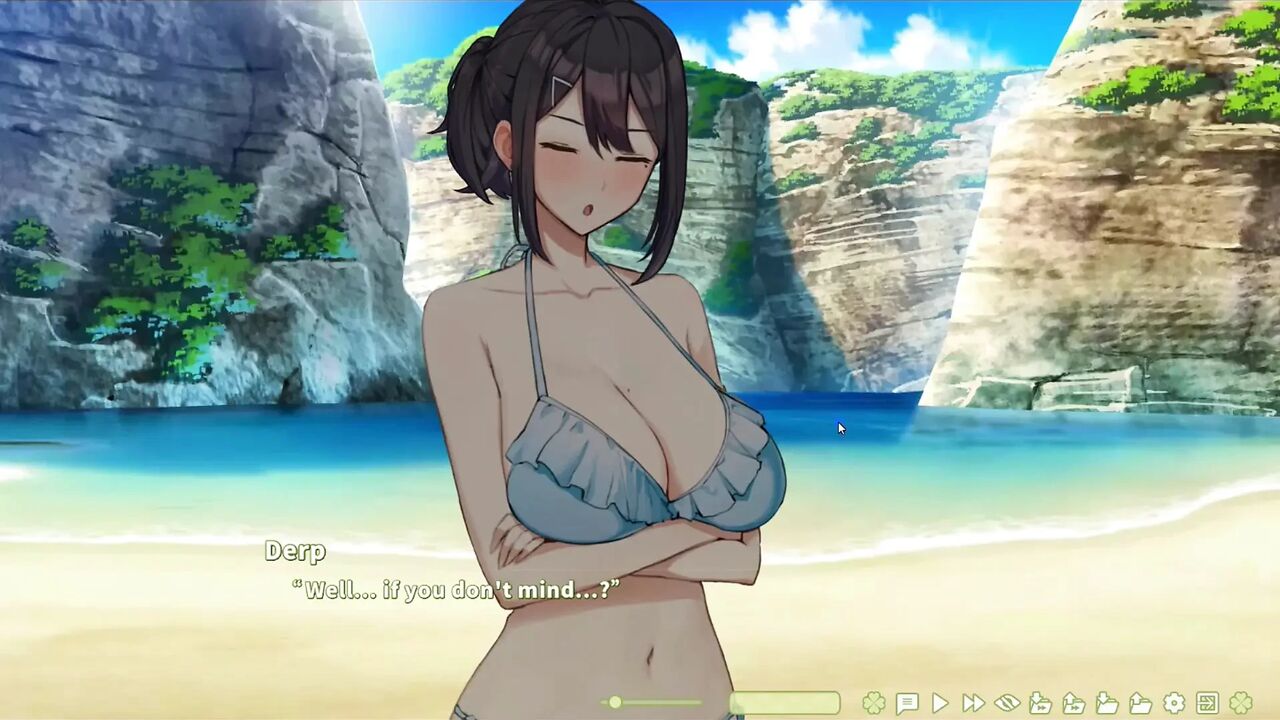 Hentai Game - Summer Clover - The Dedicated Office Lady Gets Lewd on the Beach - Handjob and Deepthroat