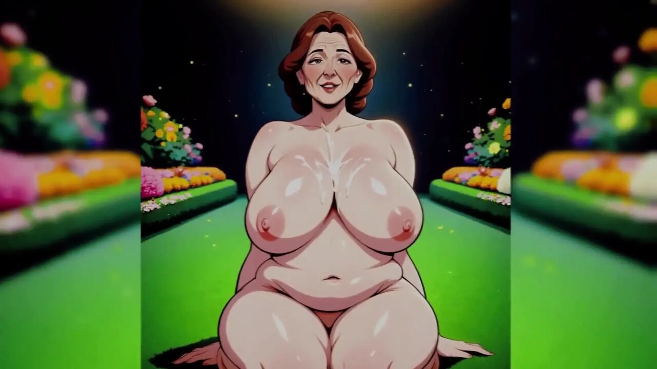 Cartoon Mature Women in Garden Naked