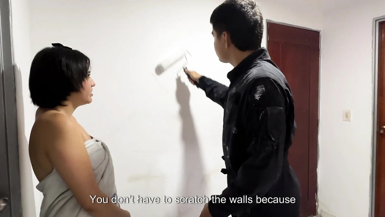 I Hire a Sexy Painter for My House but He's so Sexy and I'm so Horny That I Decide to Seduce Him to Fuck Me Hard