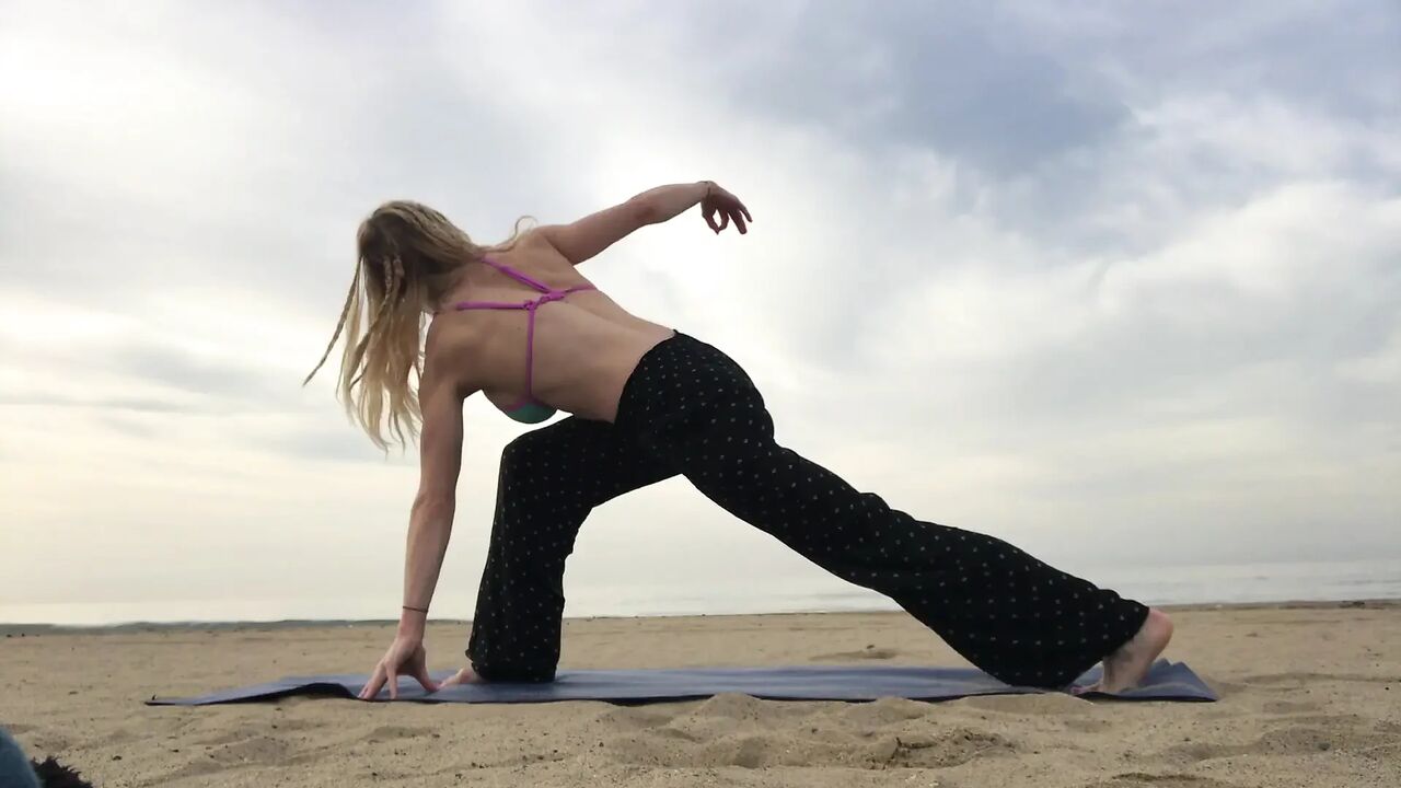 Beach Yoga in Bikini Top