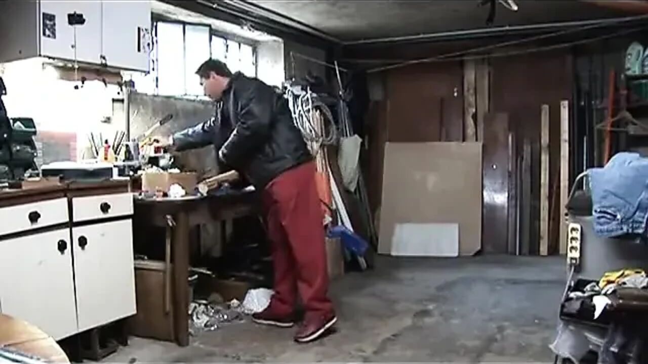 Elegant and sexy blonde gets banged in a dirty workshop