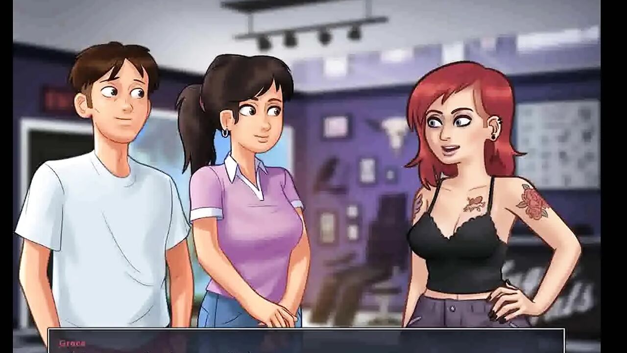 Summertime saga: girl is making a tattoo on her ass ep 128