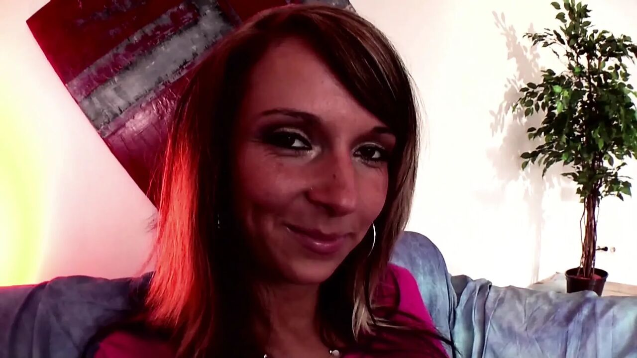 Lovely big boobs chick masturbating on the couch