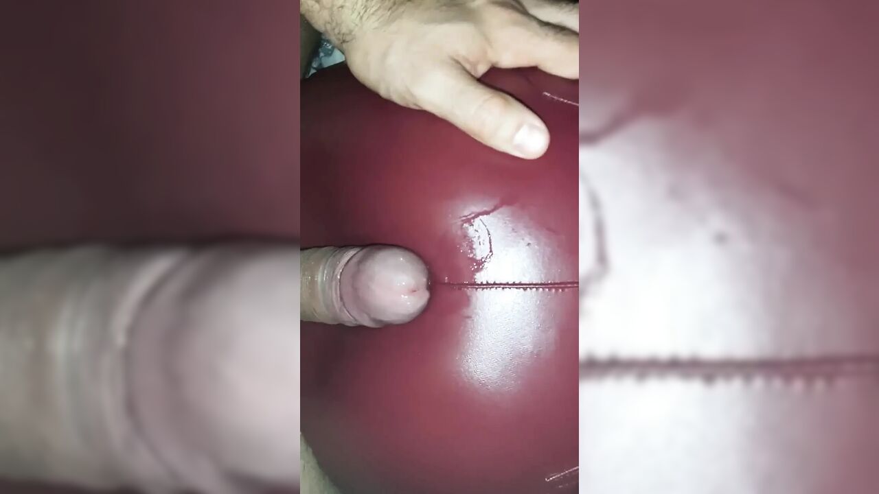 Gf's ass in red leather pants teasing my cock