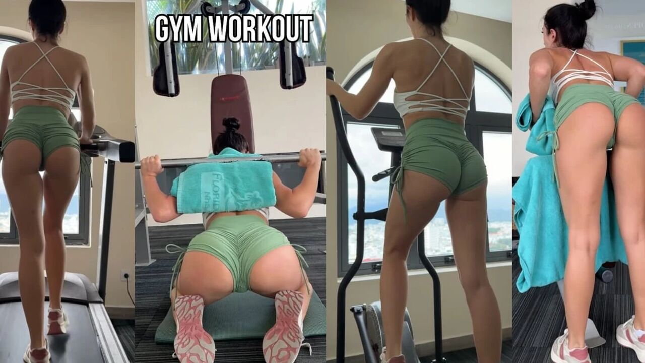 Big Ass Workout in Tight Shorts with Hot Close-ups