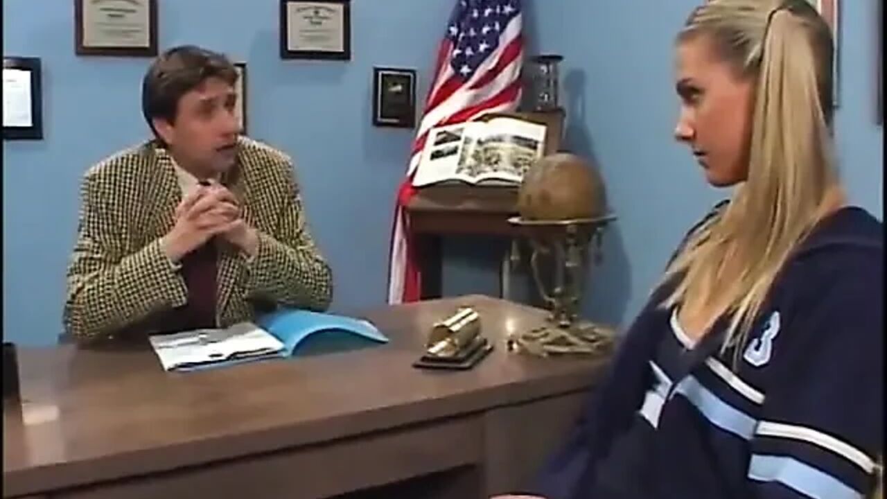 Blonde bitch moves her panties