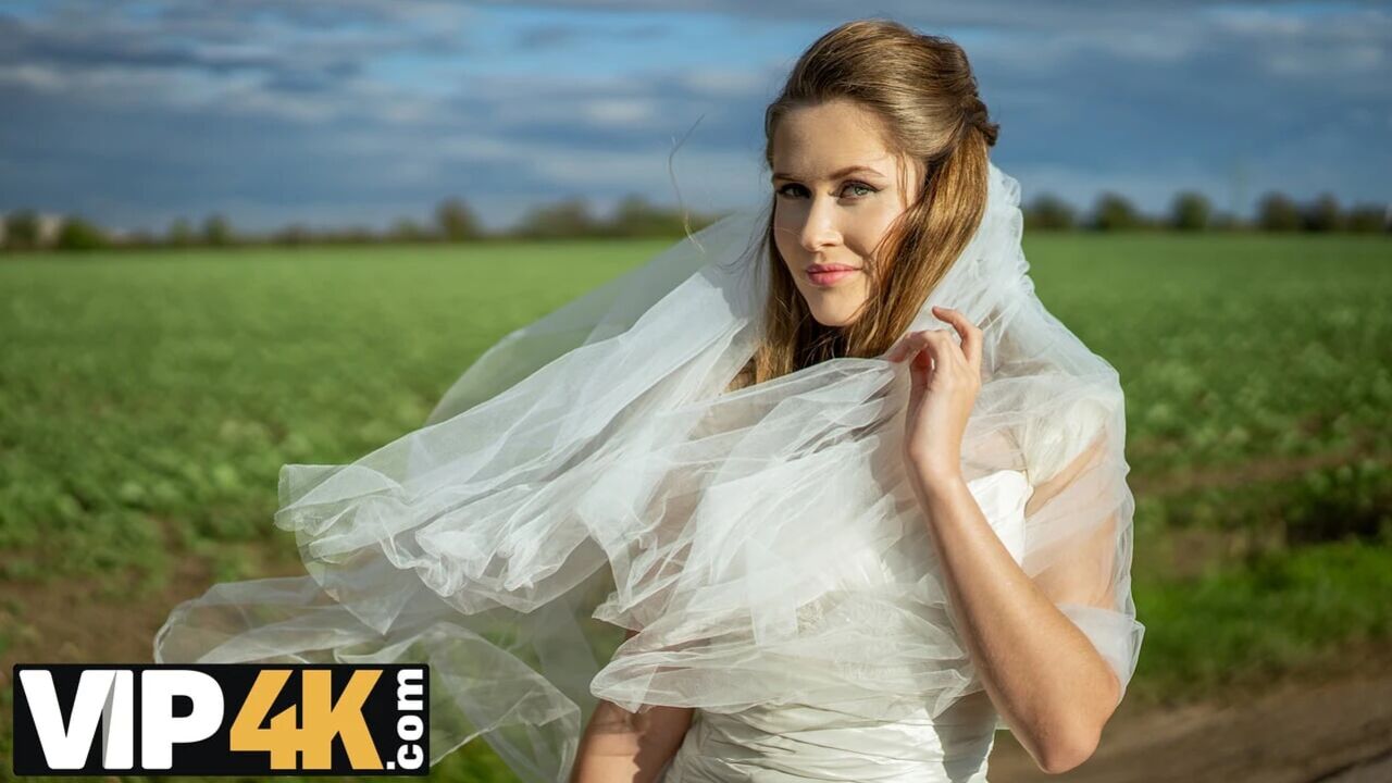 BRIDE4K. Slutty bride showed her perfect natural tits and pussy to strangers