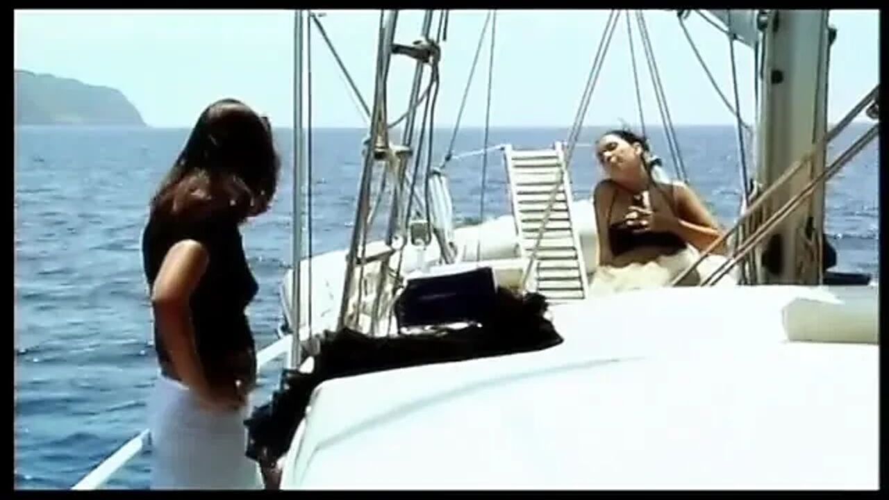 Three hot lesbians left alone in a boat start to fuck each other