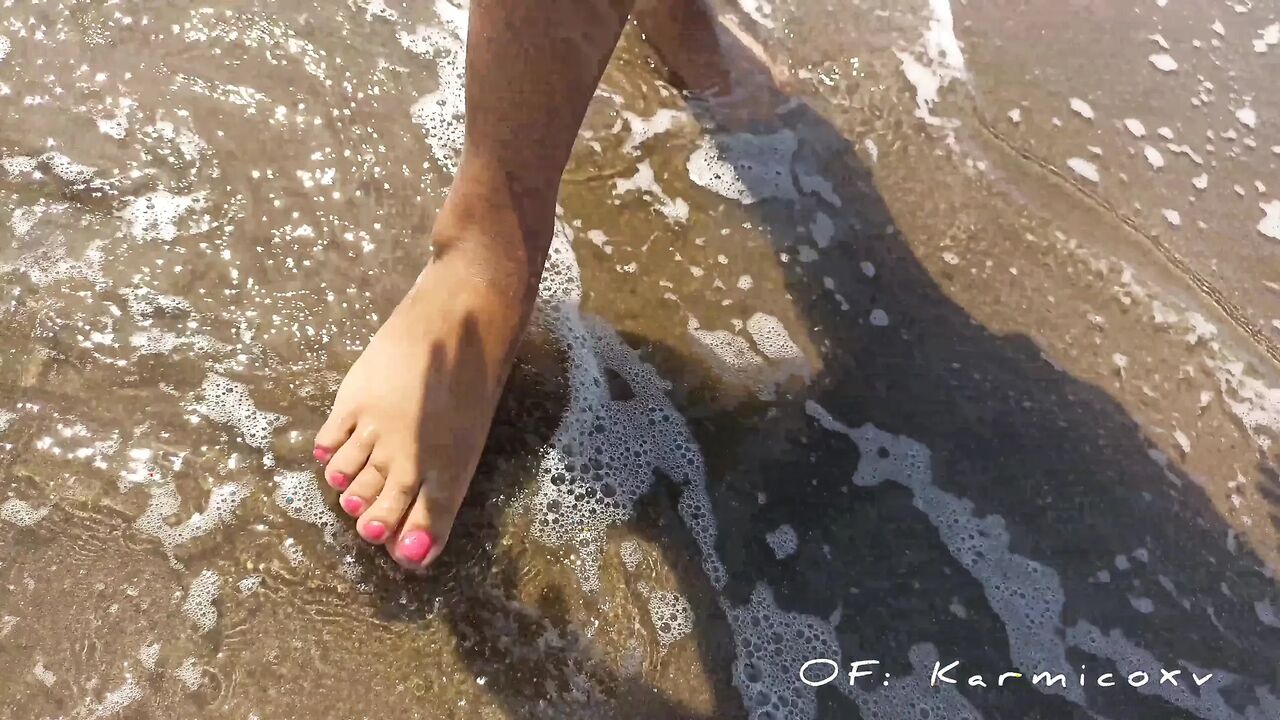 Foot fetish. My wife showing her bare feet on the beach