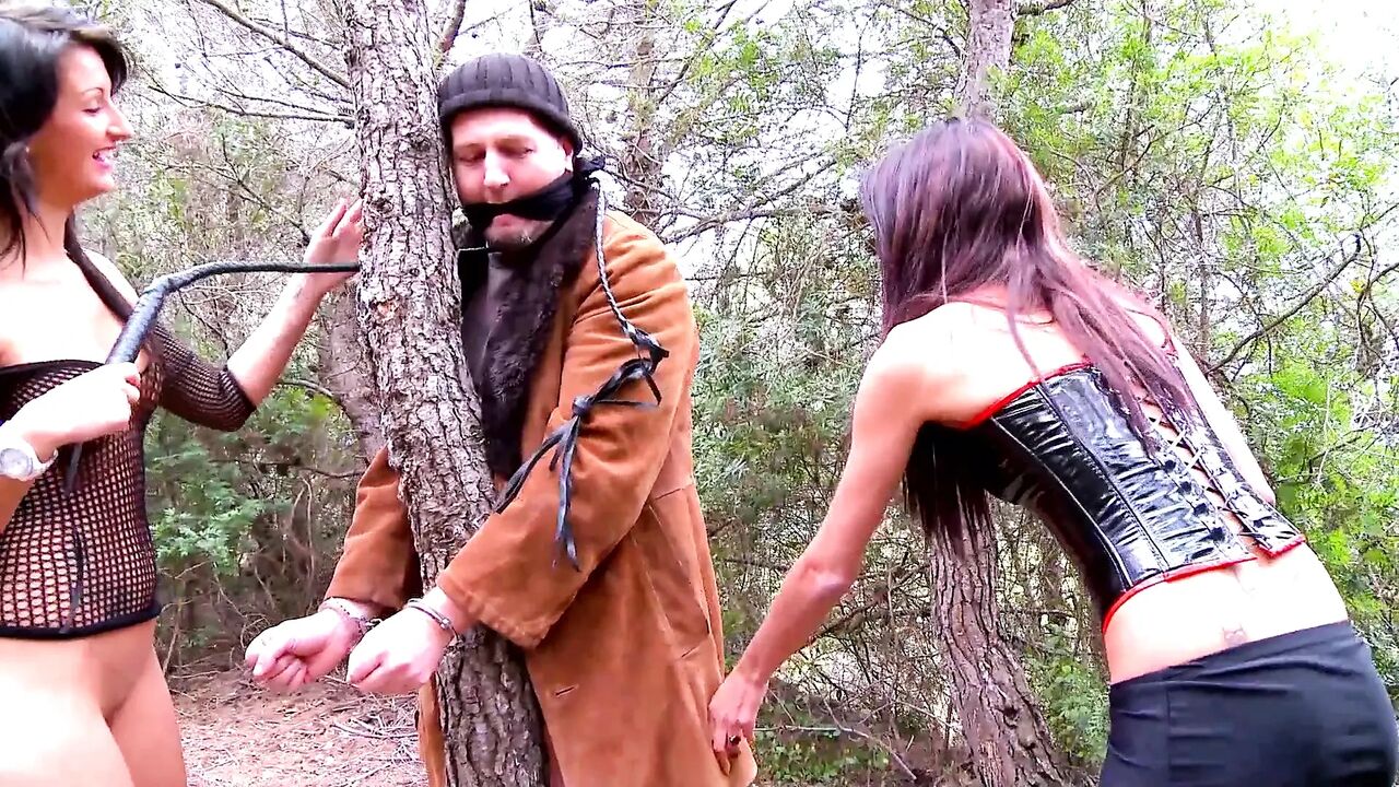 True slut gets banged by two cocks in the woods