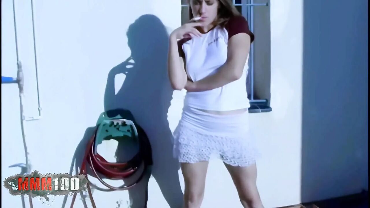 Val: Horny Blonde Val Doing a Hot Striptease on the Terrace