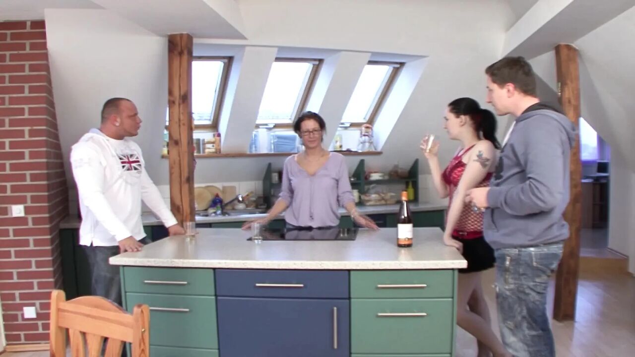 Redhead German stepsis fucked hard in the kitchen