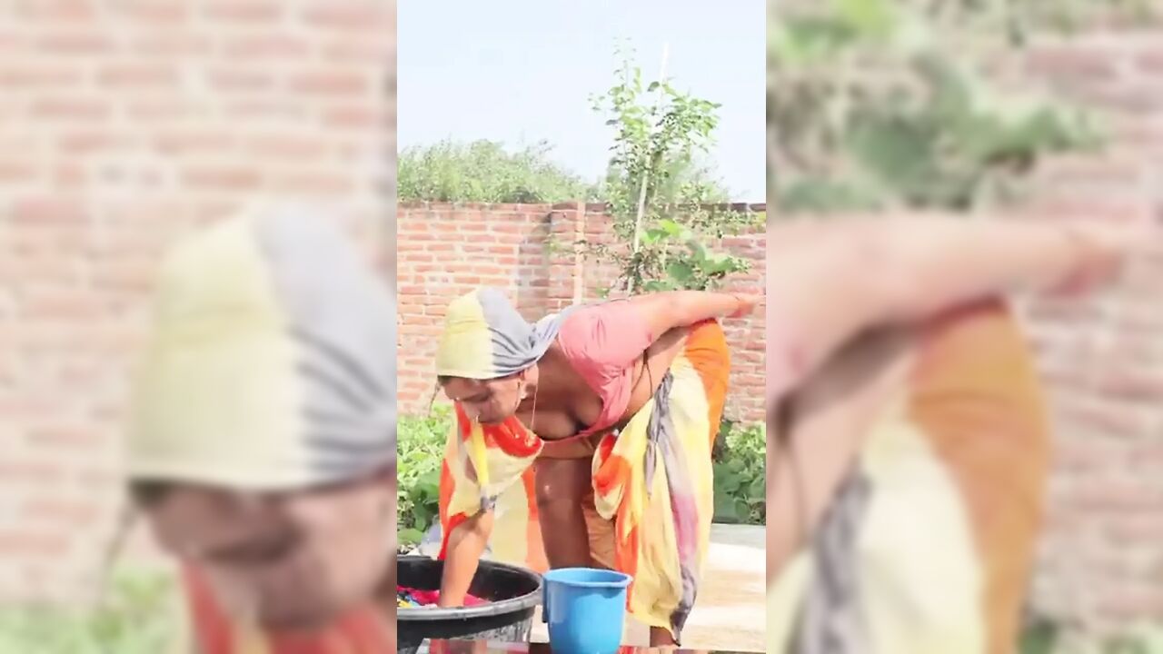 Busty girl comes out of the bathroom naked after a prank by her stepbrother