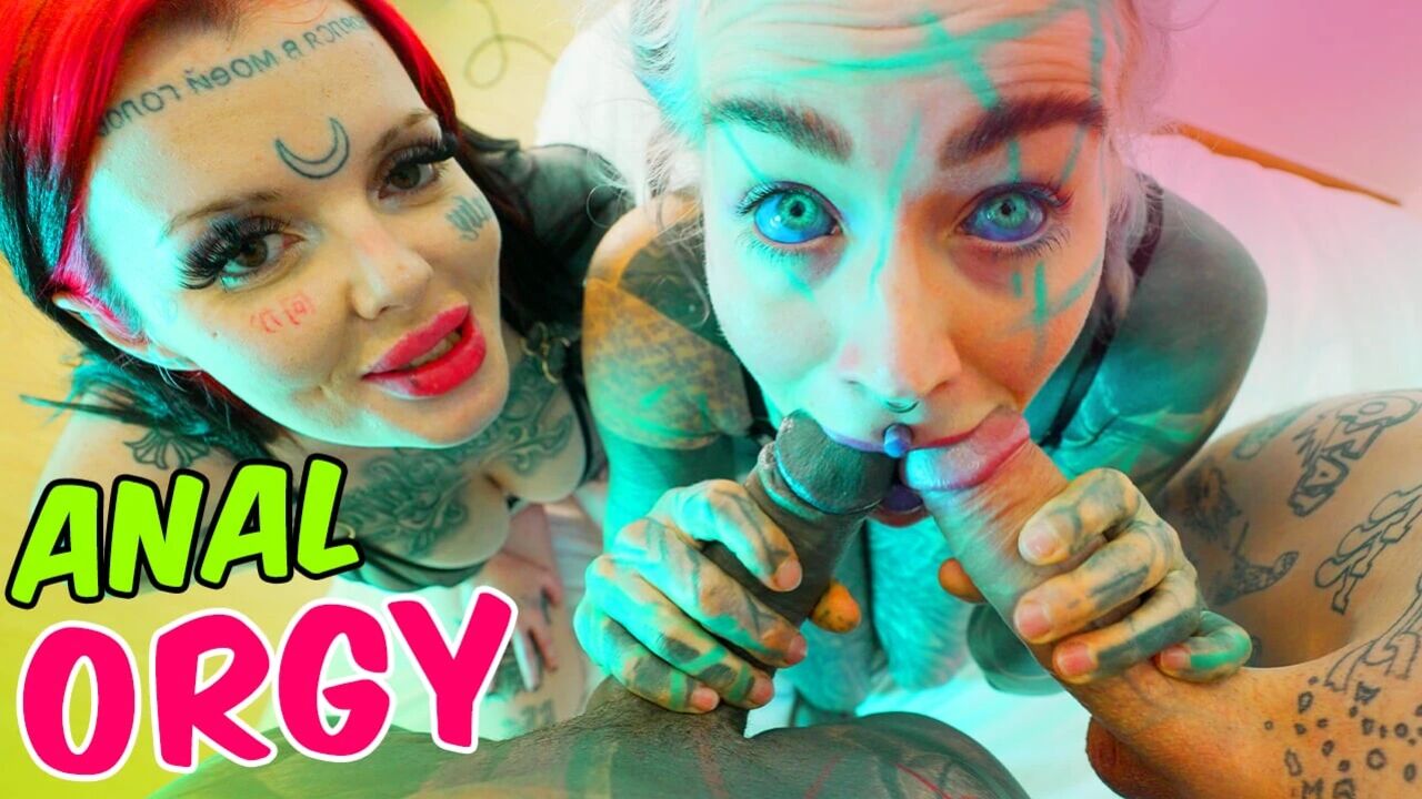 Tattoo Sluts Gaping ANAL holes in rough Foursome - ATM & POV