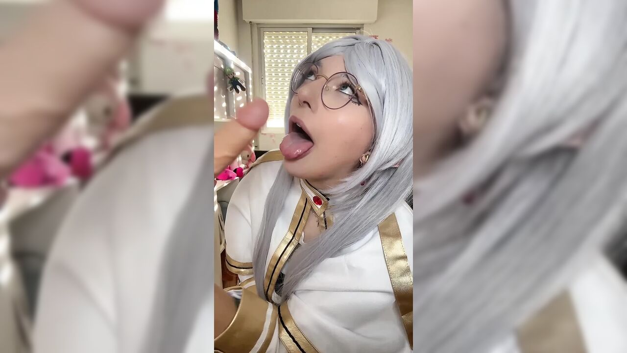 FRIEREN REAL LIFE HENTAI Cosplay girl BLOWJOB