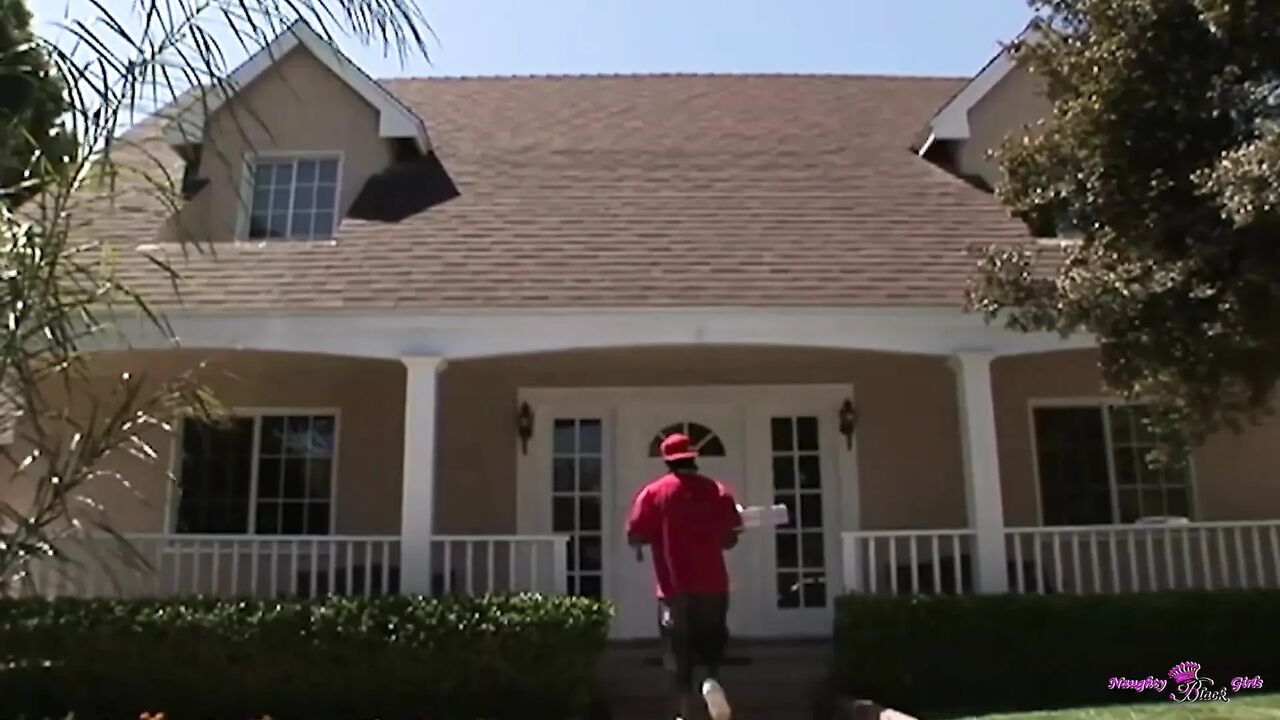 Pizza Delivery Guy Gets Seduced by a Black MILF and Fucks Her Tight Anal Hardcore.