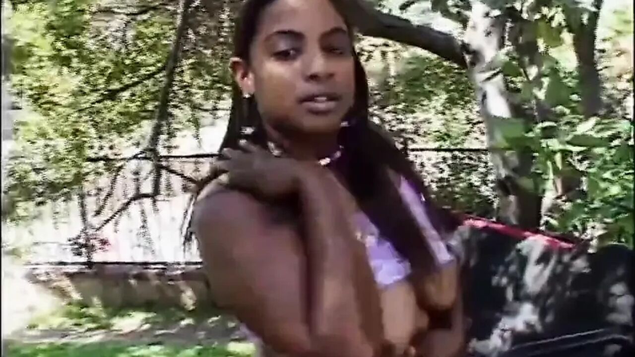 Black and white big boobs hairy pussy fucking in the garden...cum on face