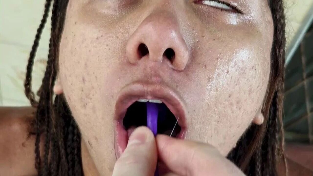 Submissive Restrained and Deepthroated with a Pussy Vibrator