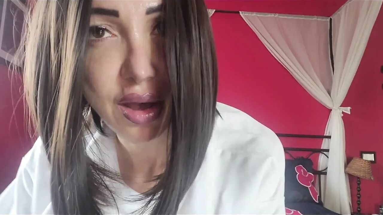 Blasphemous whore masturbates and talks dirty