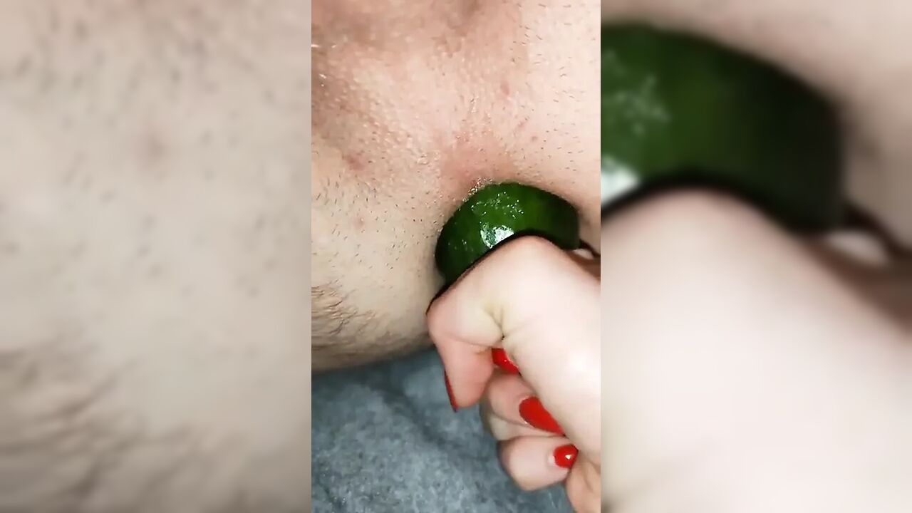 Cucumber Ass Fucking by My Wife