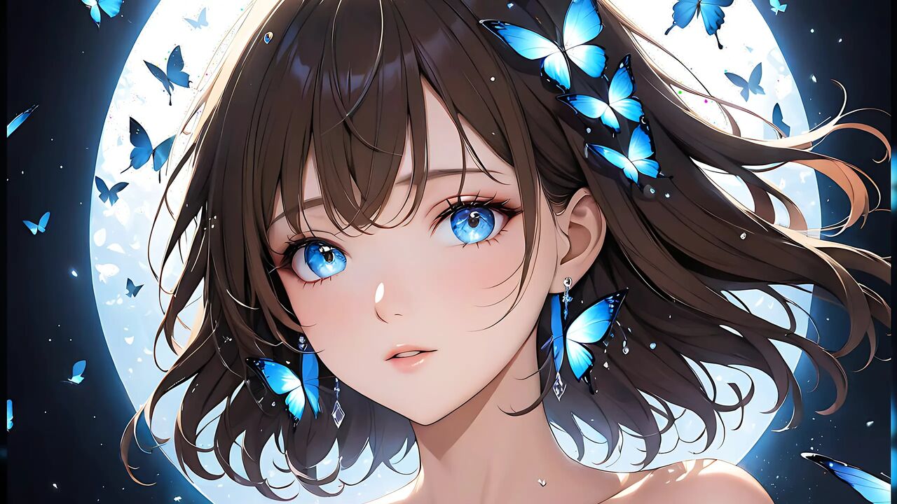 Butterfly Radiance a Beautiful Young Woman with Glowing Wings Around Her