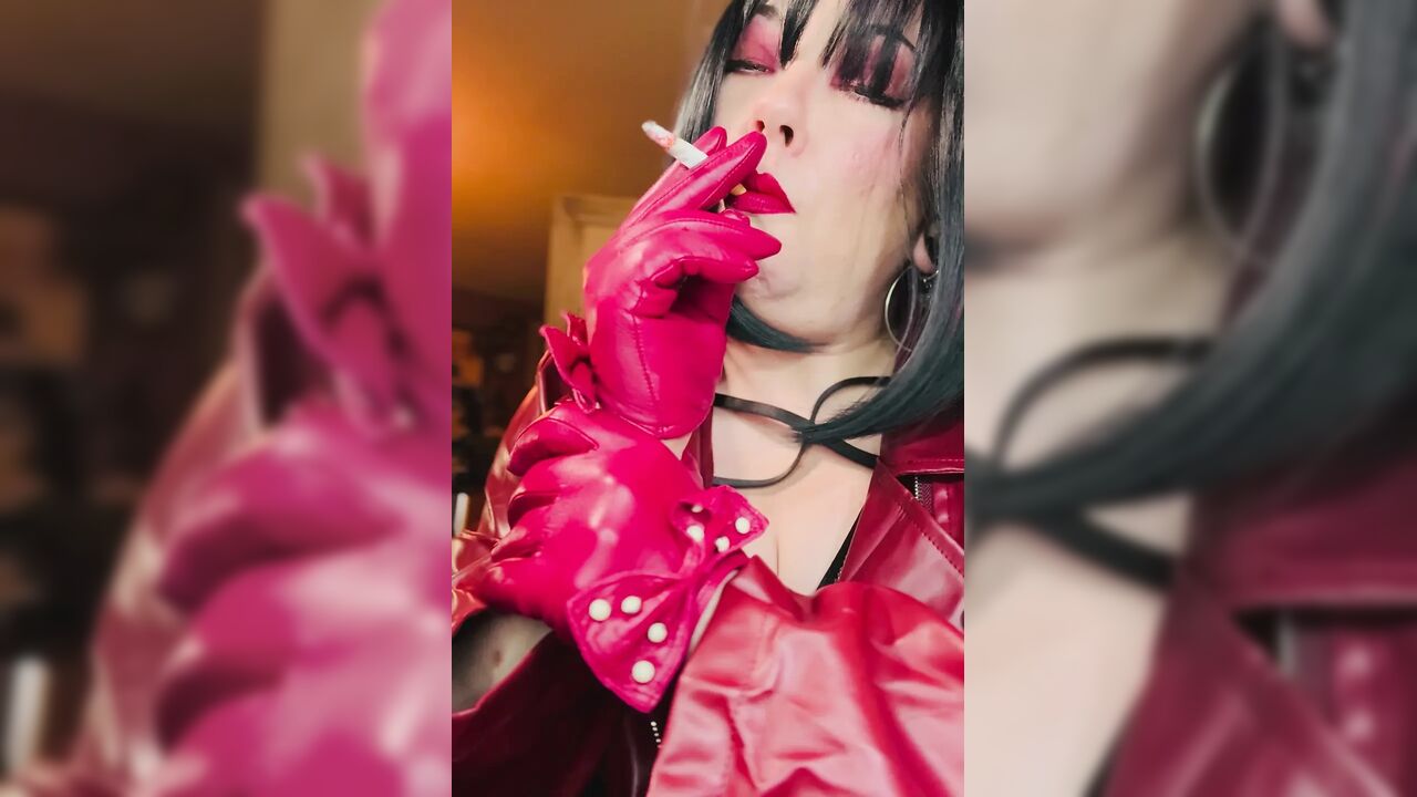 BBW Leather Mistress Tina Snua Smokes For Her Fans - Smoking Smoker OMI OME Drifting Snap Inhales