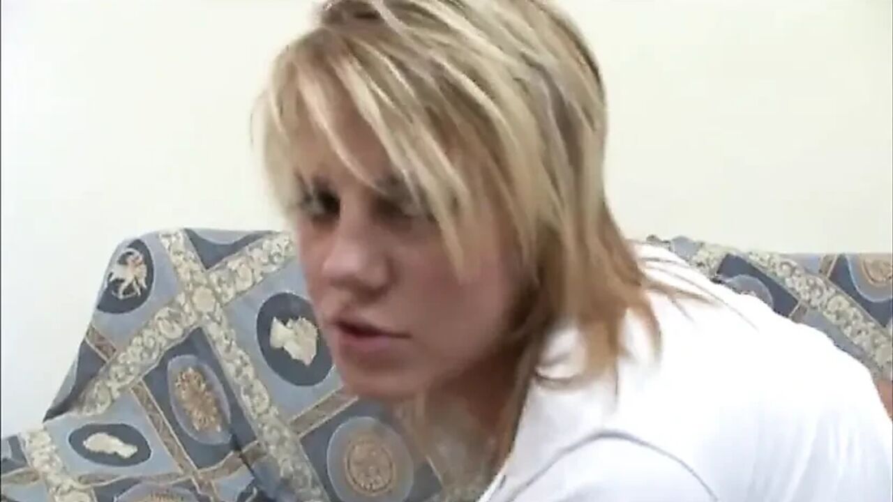 Sexy blonde big anal penetrated in dogging position...cum in mouth