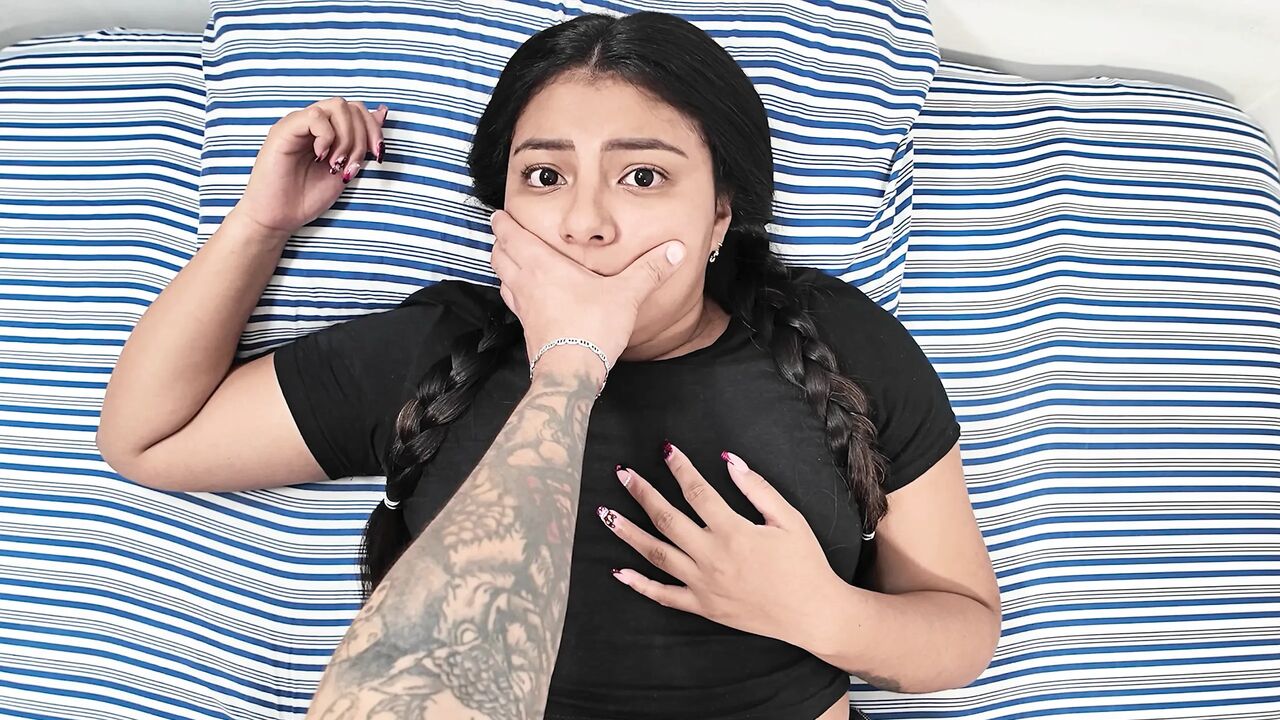 Shh shh don't scream! - Stepbrother fucks his stepsister when they are alone at home.