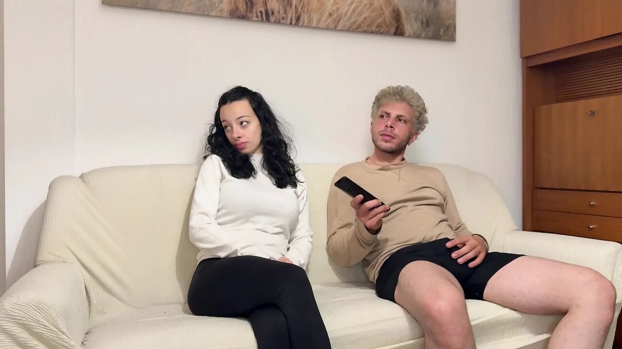 I Watch TV with My Horny Stepsister and Make Her Suck My Cock