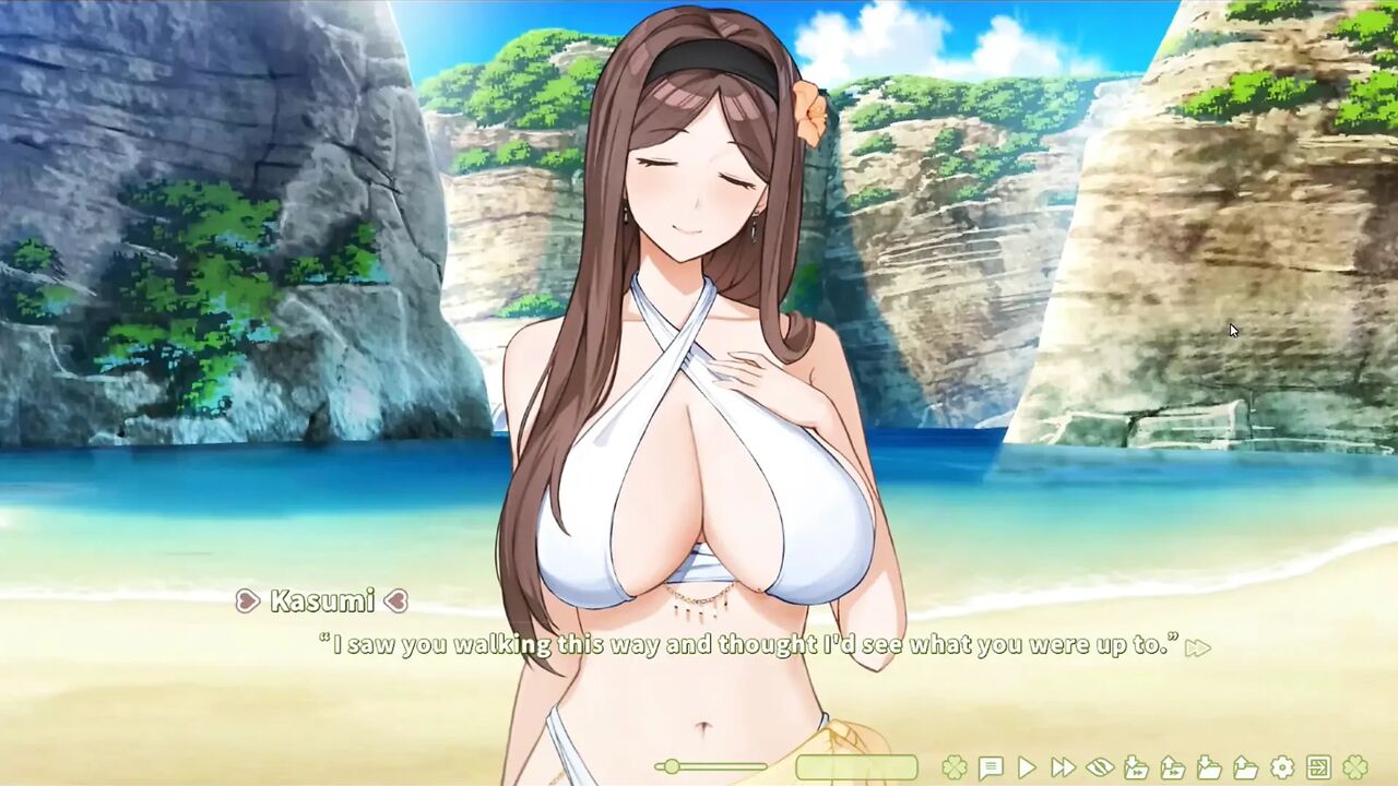 Hentai Game - Summer Clover - Unstoppable Urge On The Beach - Kasumi's Secret Beach Sex