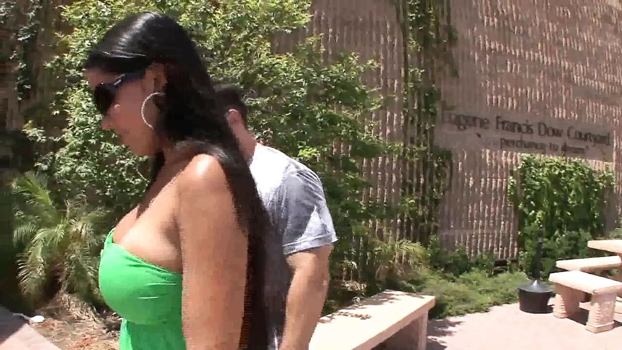 Hot brunette with big boobs picked up and banged