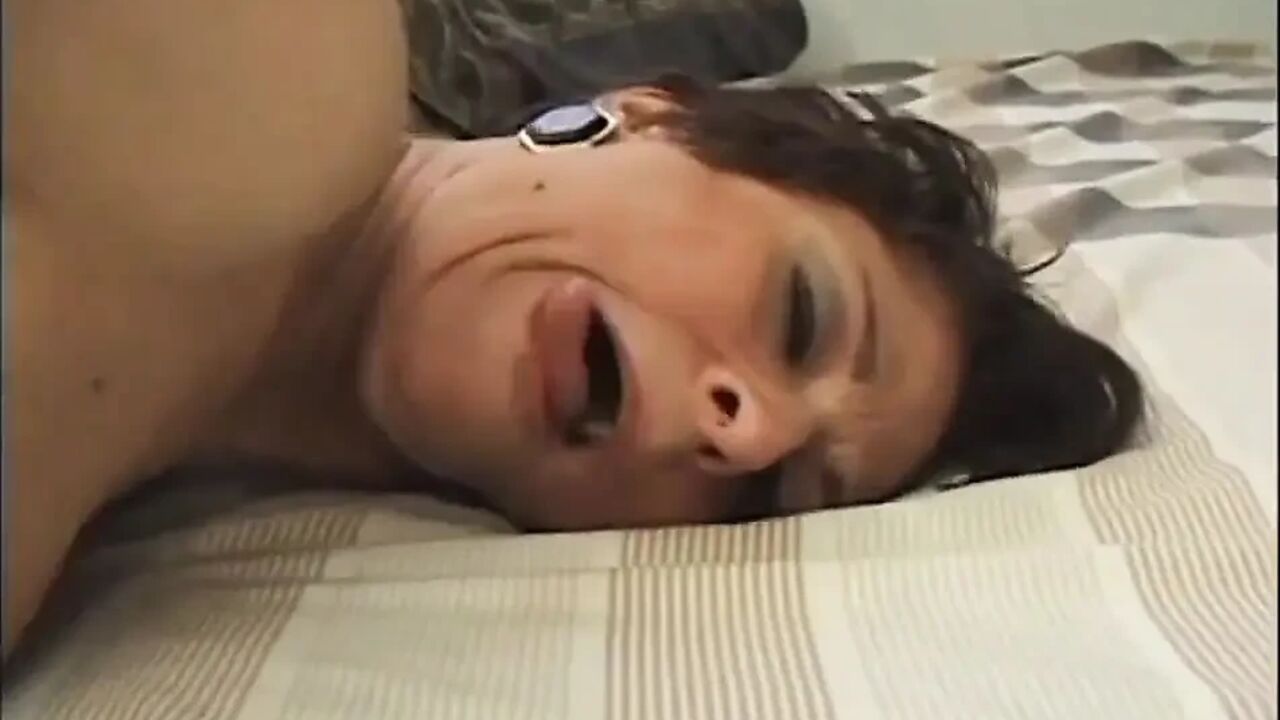 Masturbating MILF fucking in doggy position... cum on tits