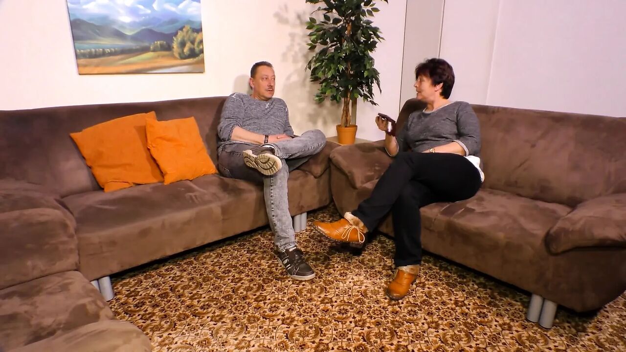 Big ass and big boobed older wife sucks and fucks her man on the couch