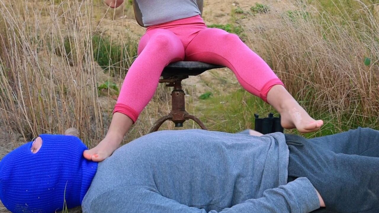 Outdoor Foot Worship and Ballbusting, Amateur Femdom Jozi Trampling