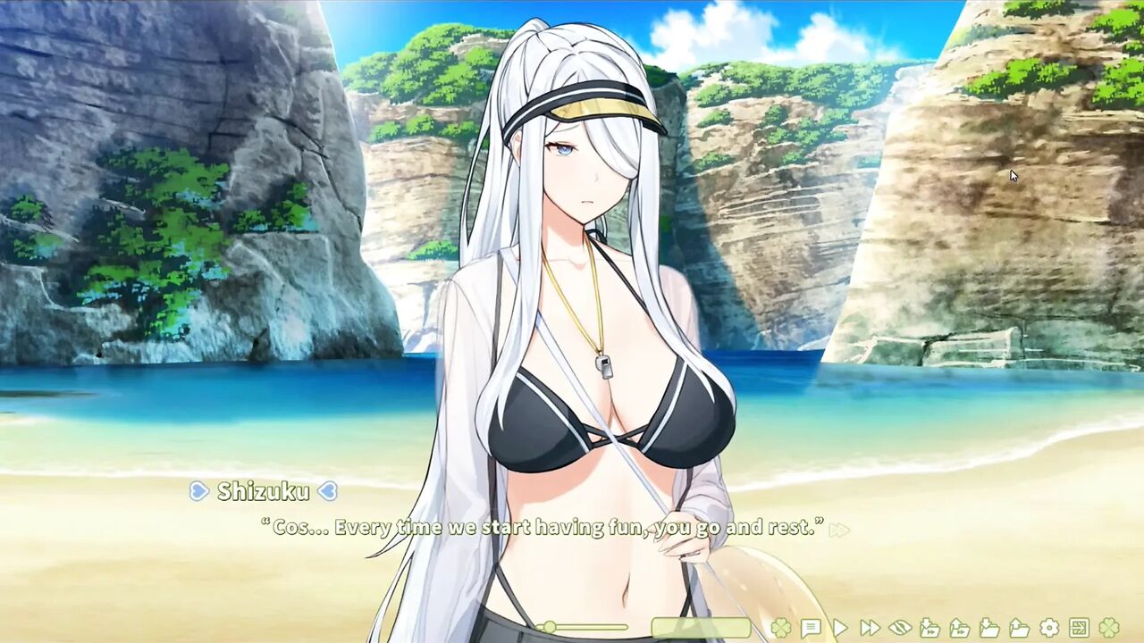 Hentai Game - Summer Clover - Beach Hentai - White-Haired Beauty Gives Satisfying Paizuri - Shizuku Hentai