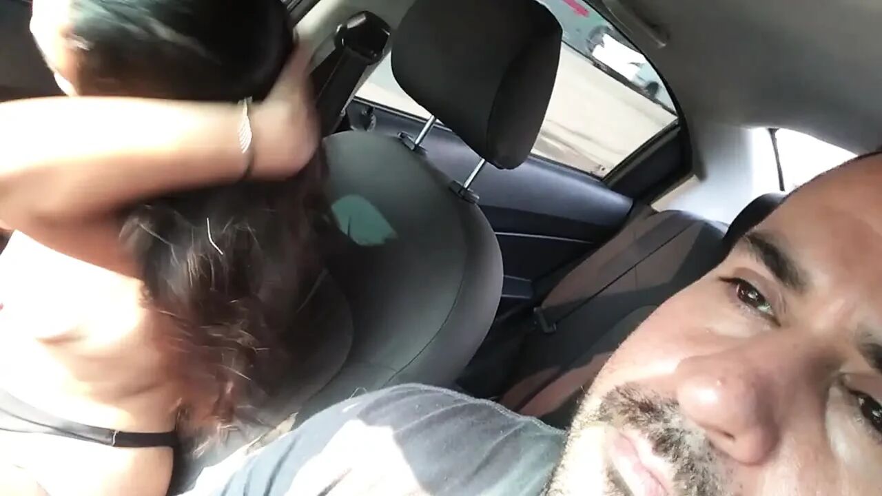 Girl masturbates in the Uber car on her way to work.